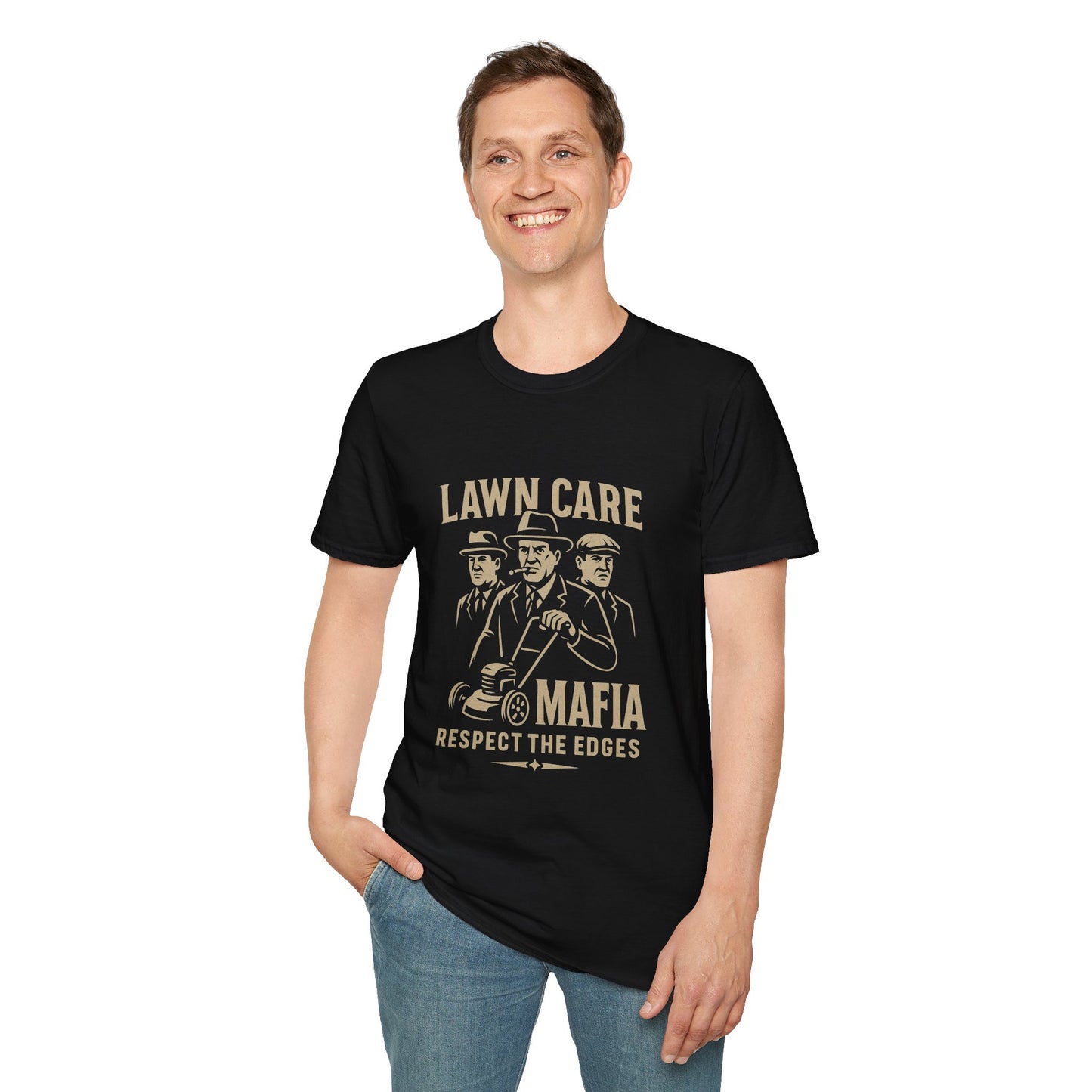Lawn Care Mafia – Respect the Edges Tee 🌿 Funny Grass Dad & Mafia Lover Shirt