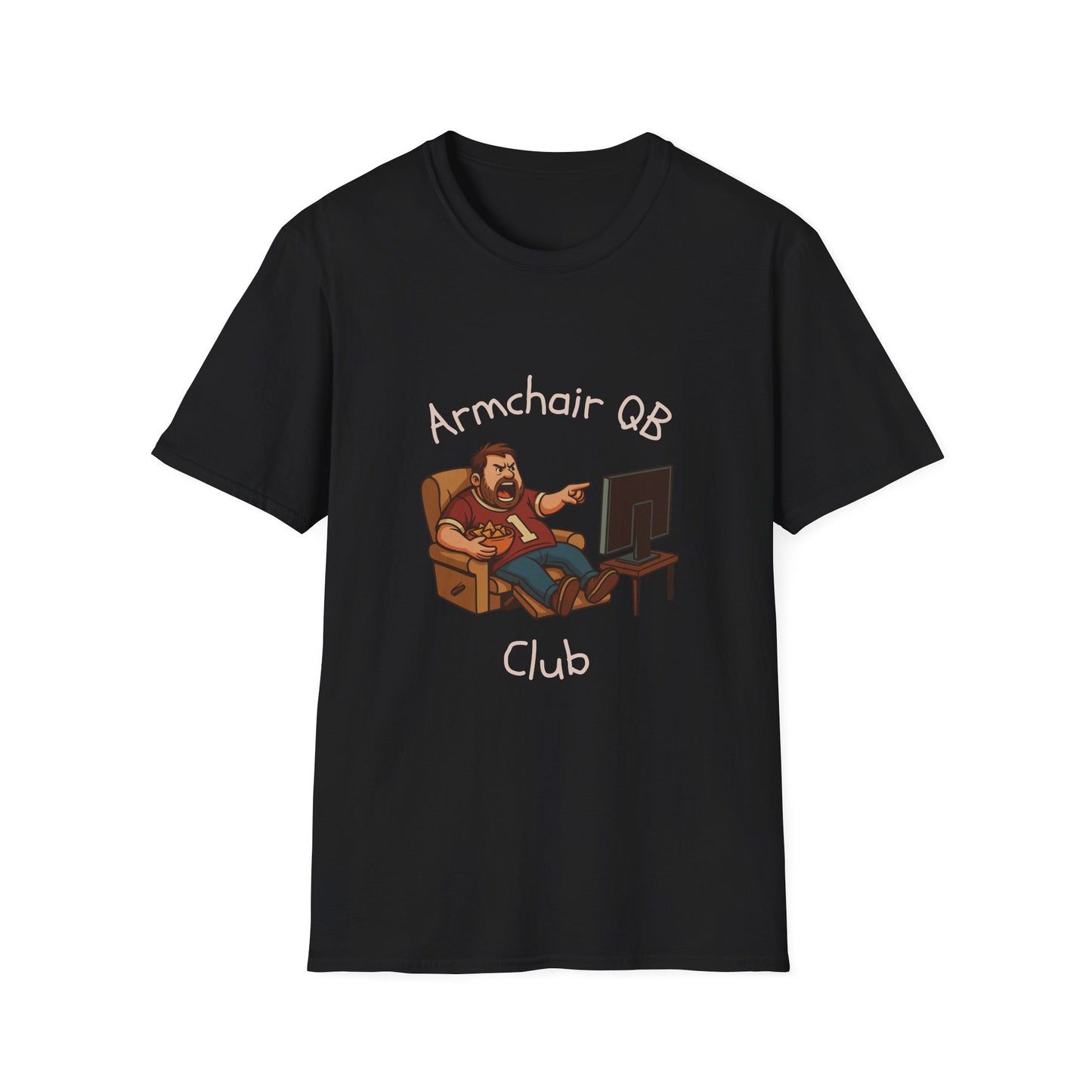 Armchair QB Club Tee 🏈 Funny Dad Sports Fan Shirt – Unisex Softstyle T-shirt