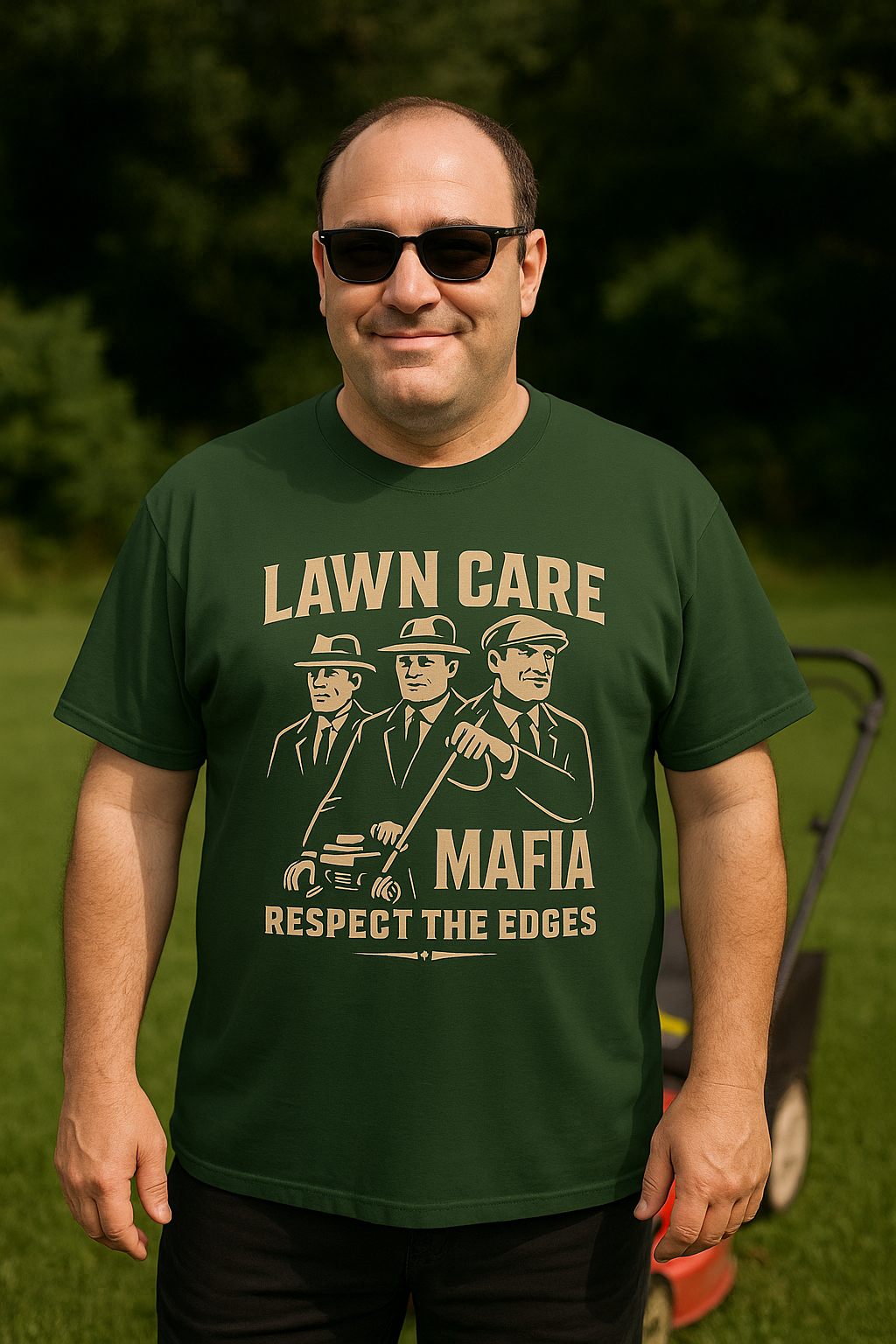 Lawn Care Mafia – Respect the Edges Tee 🌿 Funny Grass Dad & Mafia Lover Shirt