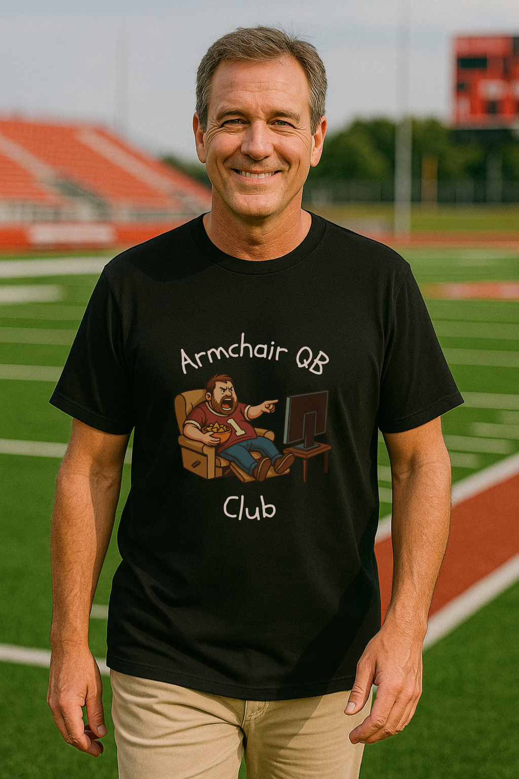 Armchair QB Club Tee 🏈 Funny Dad Sports Fan Shirt – Unisex Softstyle T-shirt